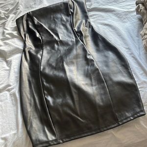 Black leather dress